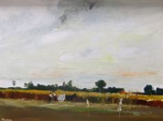 COLIN ALLEN (1926-1987) oil on canvas - figures with cart, entitled 'Harvest Time', signed, 48 x