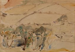 VERA BASSETT (1912-1997) watercolour - Welsh hillside, signed, 20 x 28.5cms Auctioneer's Note: