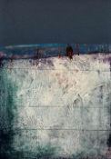 JOHN WRIGHT (1931-2013) mixed media - landscape with single figure, initialed & entitled on verso 'I