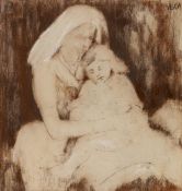 VERA BASSETT (1912-1997) mixed media - mother & child, signed, 36 x 34cms together with an