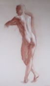 HARRY HOLLAND (b. 1941) crayon - entitled 'male nude', Martin Tinney gallery label on verso signed