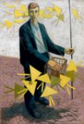 JOHN ROBERTS (1923-2003) mixed media - figure, entitled 'Seller of Paper Birds I', signed & dated