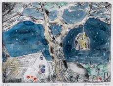 EMRYS WILLIAMS (b. 1958) hand coloured dry-point etching limited edition (28/40) - nocturnal