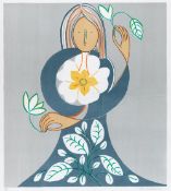 FRANCES RICHARDS (1903-1985) lithograph (11/75) - figure with flowers, entitled 'Hieratic Floral