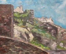 FELICITY ELPHICK oil on canvas, entitled 'Amlwch Old Port', unsigned, 49.5 x 60cms
