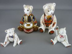 FOUR ROYAL CROWN DERBY PAPERWEIGHTS in the form of teddy bears, a 1997 exclusive for the Royal Crown