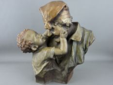 A CONTINENTAL POLYCHROME TERRACOTTA SCULPTURE, titled 'Le Gioie Del Nonno' (The Joys of His