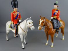 A PAIR OF BESWICK MODELS OF HM QUEEN ELIZABETH II mounted on Imperial and HRH The Duke of
