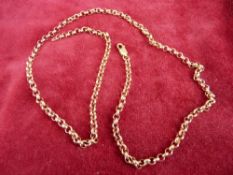A NINE CARAT GOLD MUFF CHAIN, 57 cms long, 18 grms