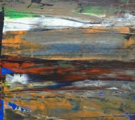 RICHARD ELFYN LEWIS acrylic on box board - sunset scene, signed and entitled verso 'Haul Morfydd',