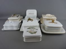 SEVEN VICTORIAN SARDINE DISHES, in different patterns and designs, various measurements and