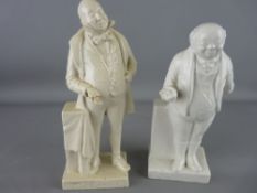 TWO ROYAL DOULTON LAMBETH FIGURINES titled 'Mr Micawber' H20 and 'Mr Pickwick' H19, modelled by