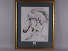 PASTEL - portrait of a pipe smoking gent, indistinctly signed and dated 26th August 1999, 34 x 27