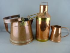 TWO ITEMS OF VINTAGE BARGEWARE COPPER and a quart measure