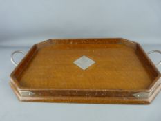 A SILVER MOUNTED & OAK PRESENTATION SERVING TRAY 'To the Earl & Countess of Loudon, on the