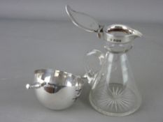 A SILVER MOUNTED CONICAL GLASS WHISKY TOT and a Topazio of Portugal bowl shaped measure, the tot
