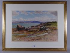 JAMES AITKEN watercolour - North Wales lake scene, signed and entitled label verso 'Boats on Bala