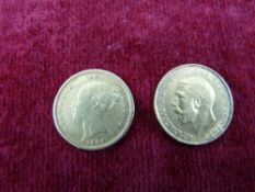 TWO GOLD HALF SOVEREIGNS, 1884 & 1911