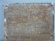 LOT WITHDRAWN A CAST IRON TRAFFIC PROHIBITION NOTICE for Merioneth County Council (Isaac Maker, Po