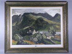 SIR KYFFIN WILLIAMS RA coloured limited edition (110/150) print - Llyn Peris, Snowdon and cottages