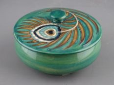 A MOORCROFT 'PEACOCK FEATHER' BOWL & COVER with Liberty backstamp, designed by Sally Tuffin, 12.5