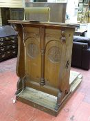 A VINTAGE OAK CHURCH/CHAPEL LECTERN on a platform base, having carved slight Gothic detail, 114