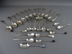 A GOOD LARGE PARCEL OF MIXED SILVER SPOONS, total 14 troy ozs