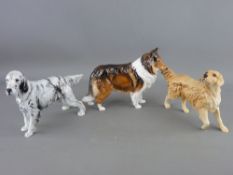 THREE ROYAL DOULTON DOG FIGURINES, a collie HN1058, a grey setter HN1050 and a retriever with no