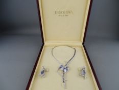 DHAMANI JEWELS COLLAR & EARRINGS SET, theatrical mask motif, diamonds and sapphires pave set, marked