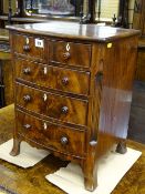 A GOOD GEORGIAN STYLE MAHOGANY APPRENTICE CHEST of two short over three long drawers with diamond