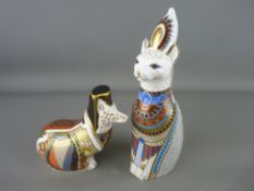 TWO ROYAL CROWN DERBY PAPERWEIGHTS, 'Royal Cats Egyptian', gold stopper and 'Welsh Corgi' (176/500),