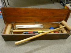 A JAQUES, LONDON CROQUET SET having four straight top hoops stamped 'Jaques, London RD 38870' and