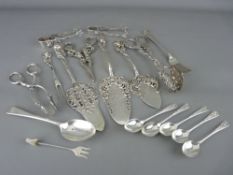 A QUANTITY OF ENGLISH & CONTINENTAL SILVER & WHITE METAL FLATWARE, the hallmarked quantity 3.2