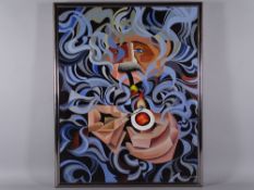 ALEX CAMPBELL acrylic on canvas on box frame - 'The Pipe Smoker', signed in full and signed and