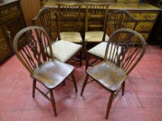 THREE PAIRS OF VINTAGE OAK CHAIRS, various measurements