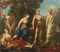 Herakles am Scheideweg Römische Schule, E. 17. Jh. Öl/Lwd., doubl. 185 x 212 cm; unger. -