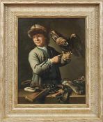 Pee, Theodor van Jäger mit Falke (Amsterdam 1668/1669-1746 Den Haag) Öl/Holz. Rechts unten sign. und