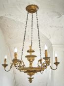 Biedermeier-Deckenleuchter Österreich, um 1820/25 Sechs geschwungene, geschmiedete Leuchterarme