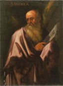Heiliger Andreas Italienische Schule des 17. Jahrhunderts Mit seinem Attribut, dem Kreuz, und