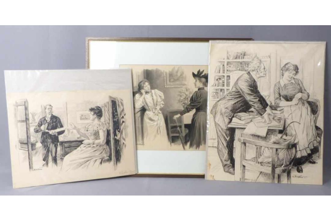 Zopf, Carl Drei humoristische Genredarstellungen (Neuruppin 1858-1944 München) 1) Alter Mann spricht - Bild 1 aus 4