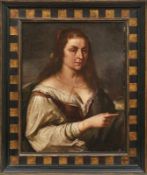Bildnis einer Italienerin Wohl Trentino, 17. Jh. Öl/Lwd., doubl. 68 x 54 cm. - Dieses Los wurde