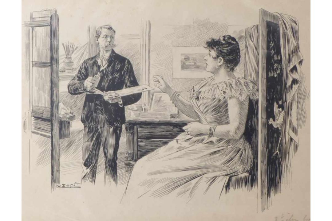 Zopf, Carl Drei humoristische Genredarstellungen (Neuruppin 1858-1944 München) 1) Alter Mann spricht - Bild 4 aus 4
