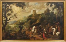 Monumentales Bild mit der Bekehrung des Paulus vor Damaskus Flandern, E. 17. Jh. Vielfigurige