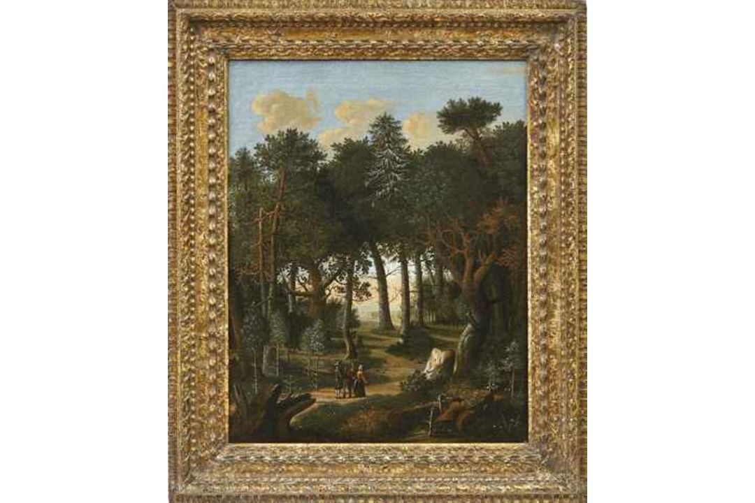 Rösel von Rosenhof, Franz Waldlandschaft (Wien 1626-1700 Nürnberg) Jäger im Gespräch mit einem