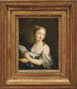 Venezianische Schule - in der Art der Rosalba Carriera Junge Dame mit Taube Öl/Holz. 20,5 x 16 cm;