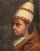 Bildnis des Papstes Leo X. Florenz, 1. H. 16. Jh. Öl/Holz. Verso bezeichnet 