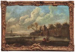 Flusslandschaft mit Personen Italien, 18. Jh. - Kreis des Francesco Zuccarelli Öl/Lwd., doubl. 95