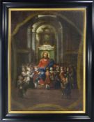Lasset die Kindlein zu mir kommen 18. Jh. Christus in einer Kapelle sitzend, um ihn herum geschart