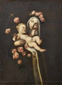 Heilige Rosa von Lima mit JesuskindWohl spanische Schule des 18. JahrhundertsÖl/Lwd., unger. 100 x
