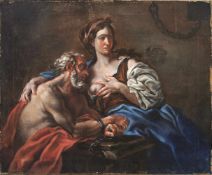 Caritas RomanaBologneser Schuler, E. 18. Jh.Pastell/Papier, auf Leinwand aufgezogen. Rechts unten